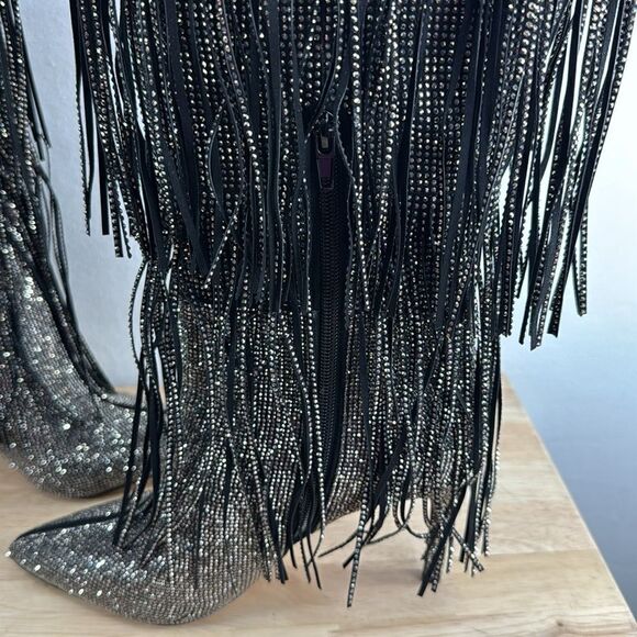 INC International Concepts Ishani Fringe Boots- Black MC- Size 7 M (Medium) NIB - Picture 6 of 9